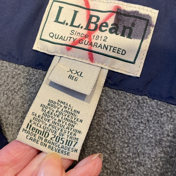 L.L. Bean Blue Warm Up Jacket Gray Fleece Lined XXL Reg 205107 Zip Up - Picture 10 of 17